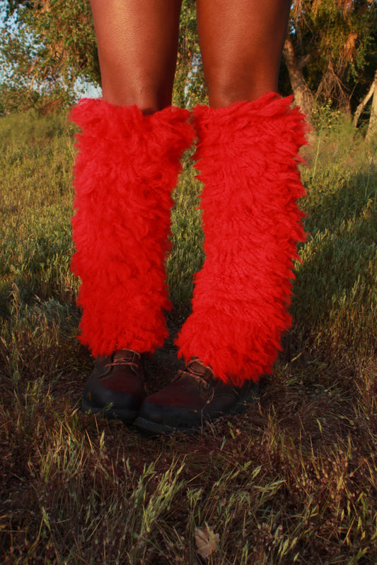 Crochet Fuzzy Knee High Leg Warmers